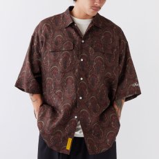 画像1: GIGATILE S/S Paisley Linnen Shirts MRN 半袖 ペイズリー リネン シャツ (1)
