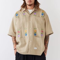 画像3: NEEDOWER S/S Cuba Shirts BEG 半袖 フラワー 刺繍 キューバ シャツ (3)
