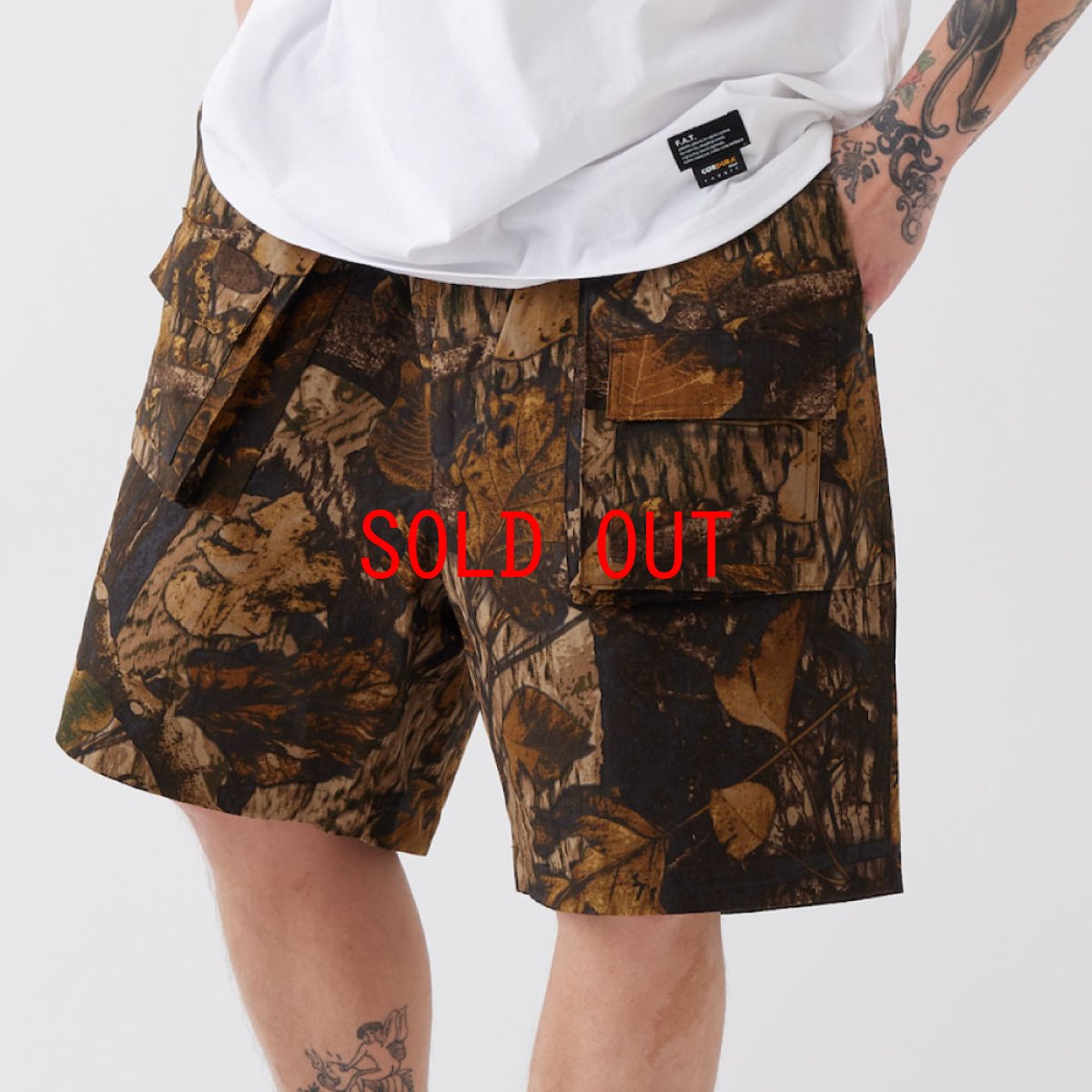 画像1: HALFFIELD Wide Cargo Shorts Half Pants BRN ワイド ツリーカモ ベイカー ショーツ イージー ハーフ パンツ (1)