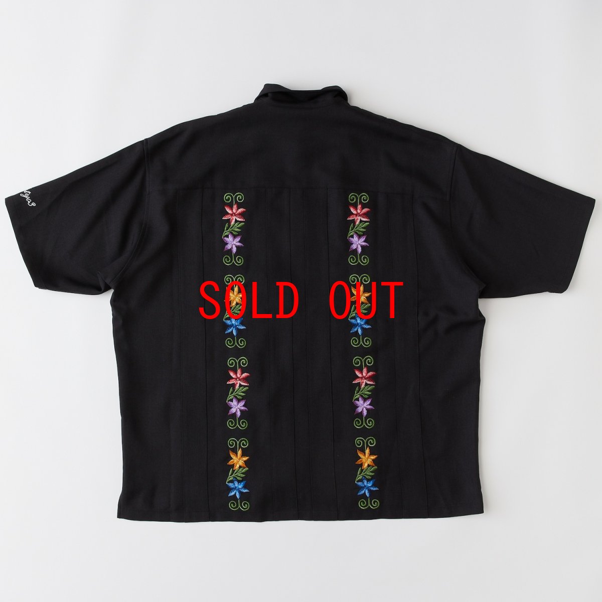 画像3: NEEDOWER S/S Cuba Shirts BLK 半袖 フラワー 刺繍 キューバ シャツ (3)