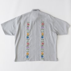 画像3: NEEDOWER S/S Cuba Shirts GRY 半袖 フラワー 刺繍 キューバ シャツ (3)