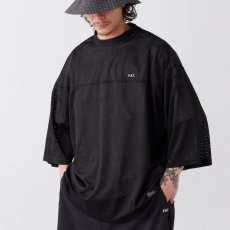 画像1: OVERMESH 3/4 Cut & Saw Tee BLK メッシュ 半袖 カットソー Tシャツ (1)