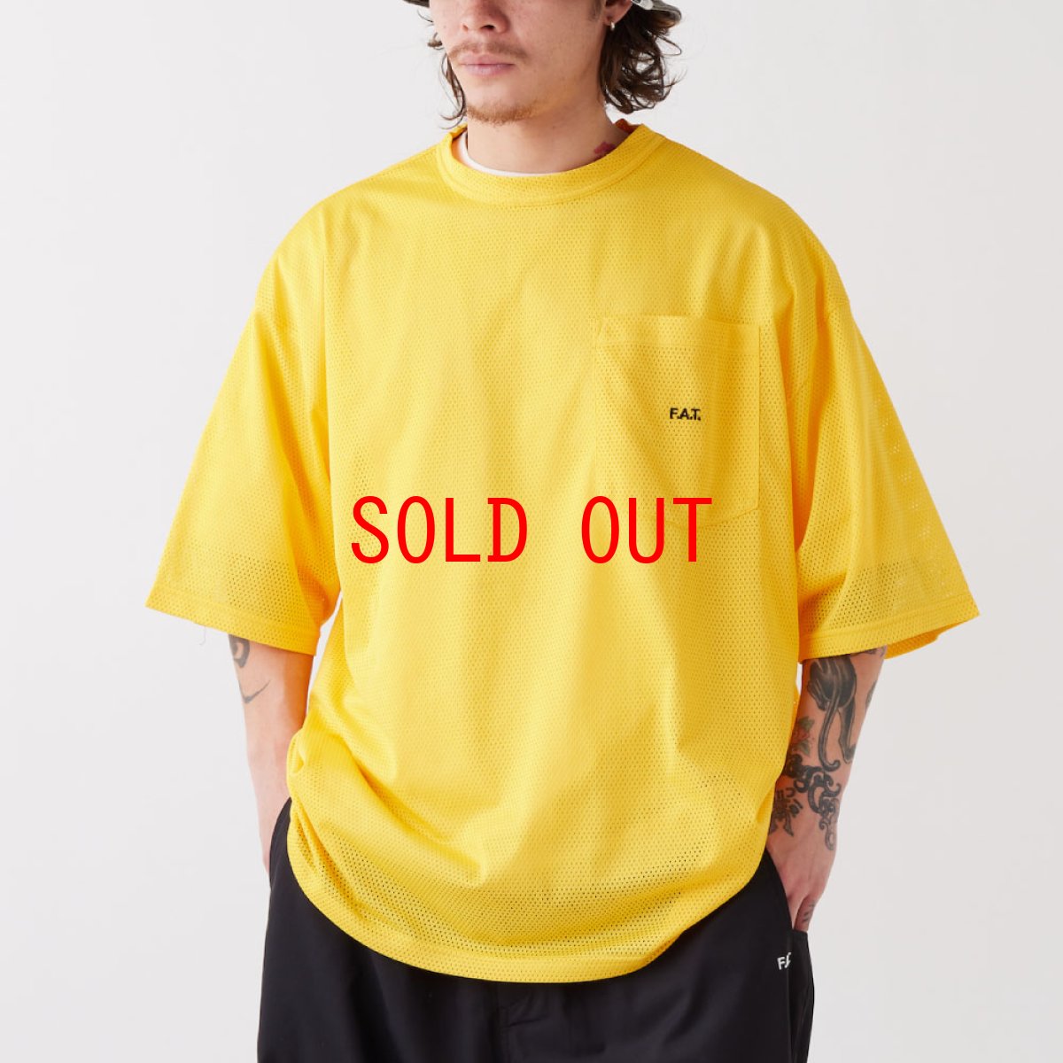 画像1: GRANMESH S/S Mesh Pocket Tee YLW メッシュ ポケット 半袖 カットソー Tシャツ (1)