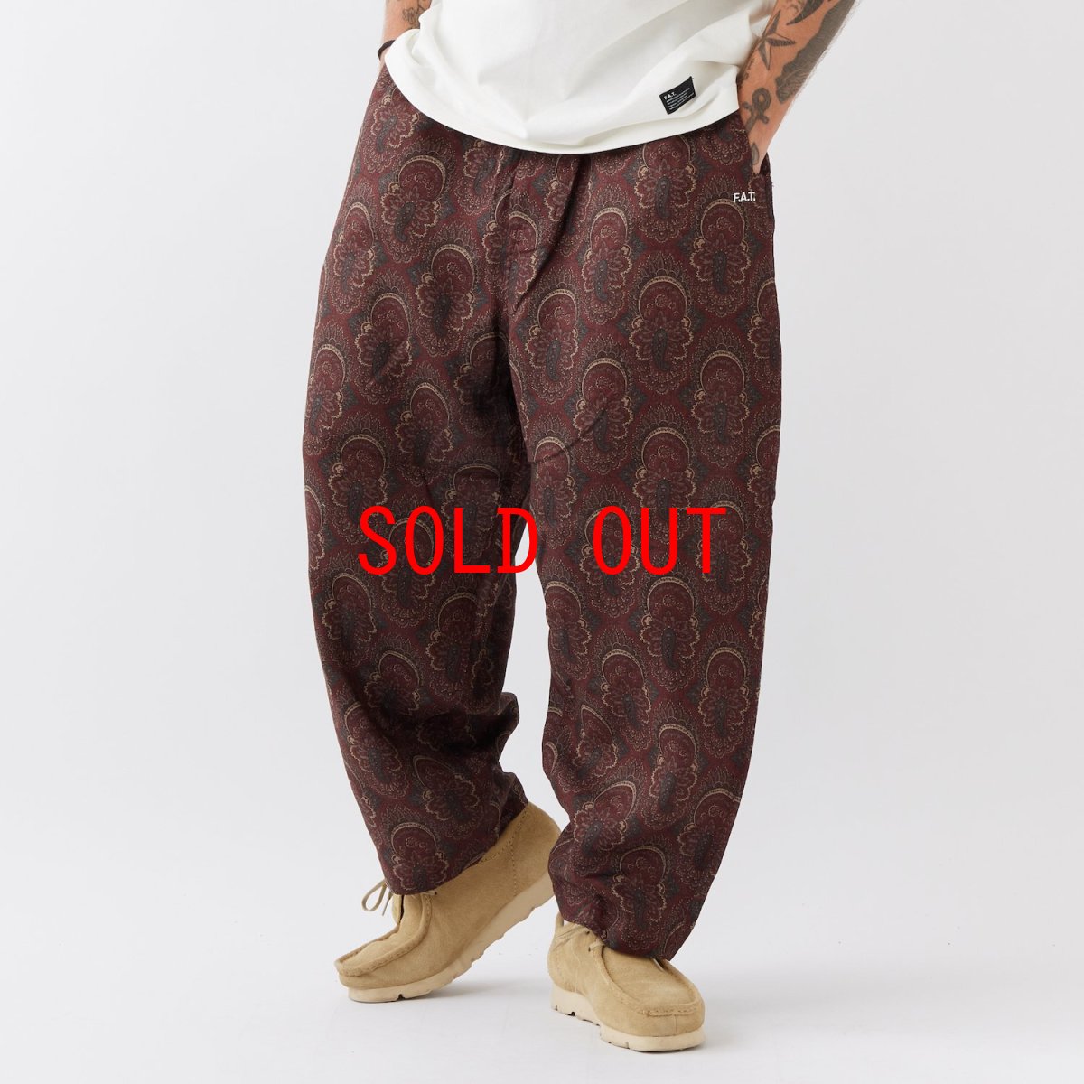 画像1: MEGATILE LIBERTY Wide Chino Paisley Pants MRN ワイド ペイズリー パンツ (1)