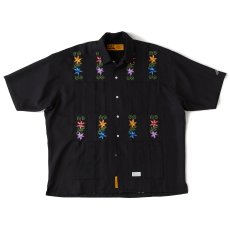 画像2: NEEDOWER S/S Cuba Shirts BLK 半袖 フラワー 刺繍 キューバ シャツ (2)
