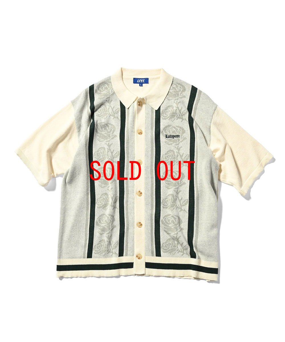 画像2: Rose Summer Knit Shirt White サマー ニット 半袖 シャツ (2)