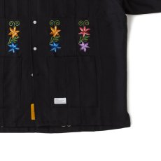 画像8: NEEDOWER S/S Cuba Shirts BLK 半袖 フラワー 刺繍 キューバ シャツ (8)
