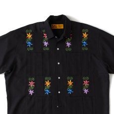 画像9: NEEDOWER S/S Cuba Shirts BLK 半袖 フラワー 刺繍 キューバ シャツ (9)