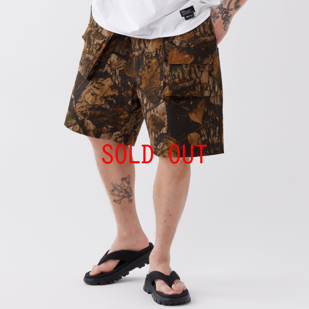 画像9: HALFFIELD Wide Cargo Shorts Half Pants BRN ワイド ツリーカモ ベイカー ショーツ イージー ハーフ パンツ (9)