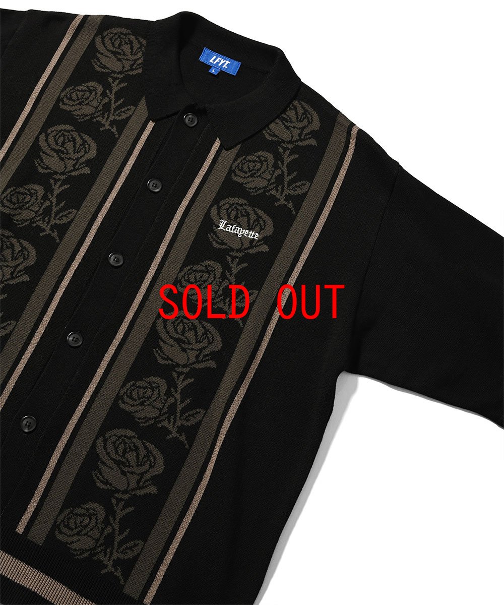 画像6: Rose Summer Knit Shirt Black サマー ニット 半袖 シャツ (6)