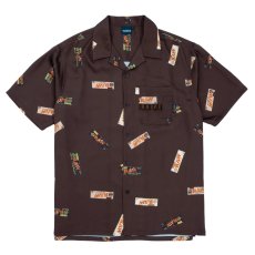 画像1: x Raw Papers OpenCollar S/S Shirt BRN ロウ 半袖 オープンカラー 柄シャツ (1)
