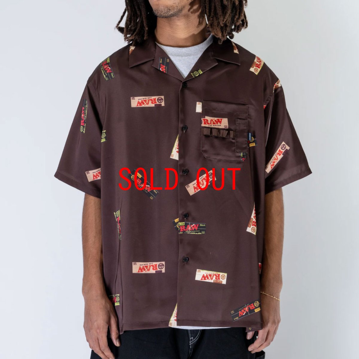 画像3: x Raw Papers OpenCollar S/S Shirt BRN ロウ 半袖 オープンカラー 柄シャツ (3)
