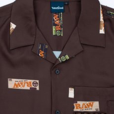 画像7: x Raw Papers OpenCollar S/S Shirt BRN ロウ 半袖 オープンカラー 柄シャツ (7)