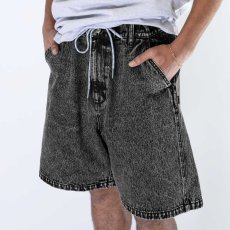 画像1: Washed Summer Shorts BLK ケミカル ウォッシュ カラー デニム ショーツ (1)