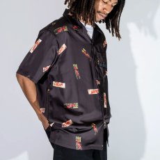 画像1: x Raw Papers OpenCollar S/S Shirt BLK ロウ 半袖 オープンカラー 柄シャツ (1)