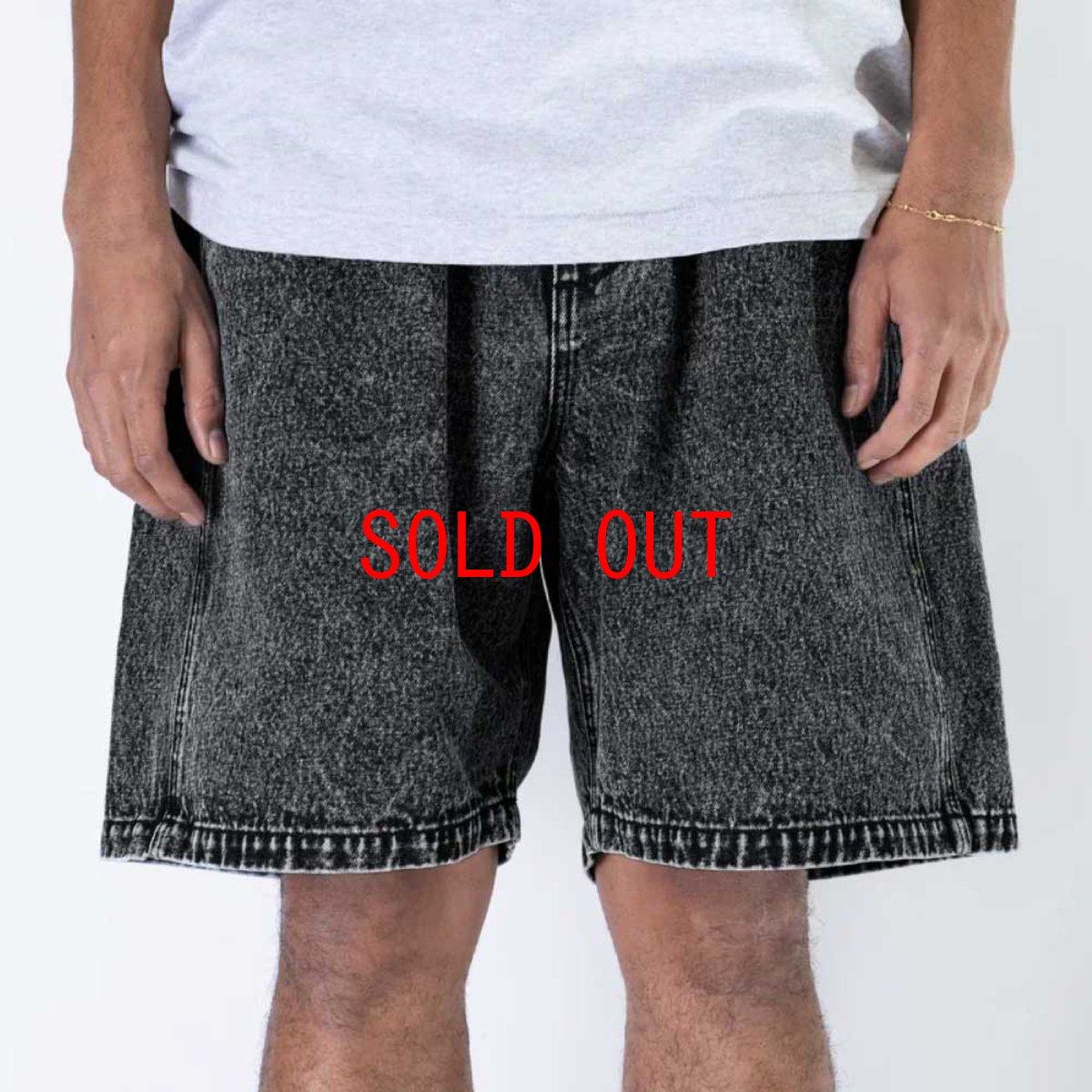 画像2: Washed Summer Shorts BLK ケミカル ウォッシュ カラー デニム ショーツ (2)