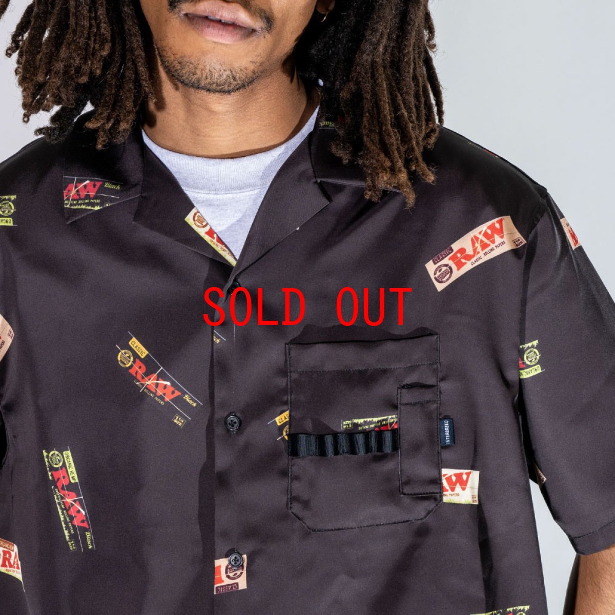 画像7: x Raw Papers OpenCollar S/S Shirt BLK ロウ 半袖 オープンカラー 柄シャツ (7)