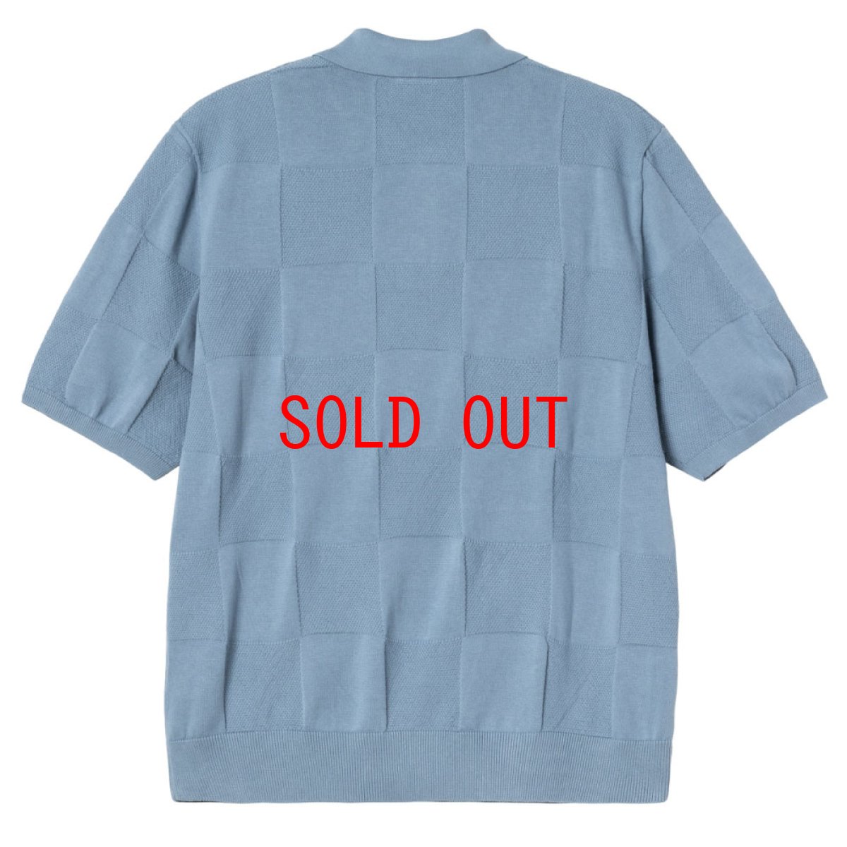 画像4: Checker S/S Knit Polo Shirts Blue 半袖 チェッカー ニット ポロ シャツ (4)