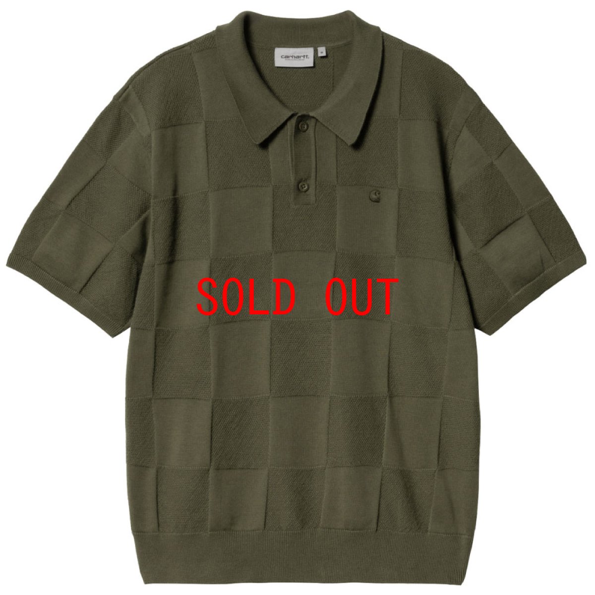 画像3: Checker S/S Knit Polo Shirts OLV 半袖 チェッカー ニット ポロ シャツ (3)