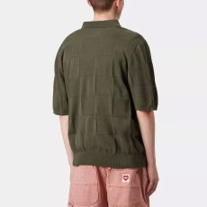 画像2: Checker S/S Knit Polo Shirts OLV 半袖 チェッカー ニット ポロ シャツ (2)