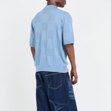画像2: Checker S/S Knit Polo Shirts Blue 半袖 チェッカー ニット ポロ シャツ (2)
