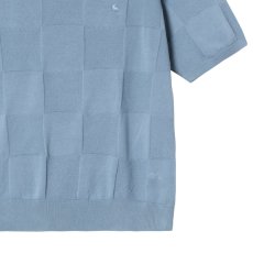 画像7: Checker S/S Knit Polo Shirts Blue 半袖 チェッカー ニット ポロ シャツ (7)