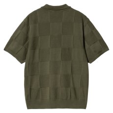 画像4: Checker S/S Knit Polo Shirts OLV 半袖 チェッカー ニット ポロ シャツ (4)