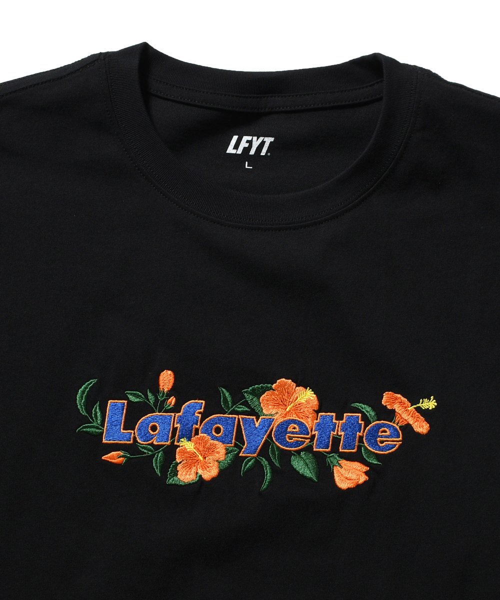 画像3: LFYT × Shellter フラワーロゴ刺繍Tシャツ ブラック / Lafayette Flower 2Tone Logo Tee【シェルター沖縄限定】 (3)