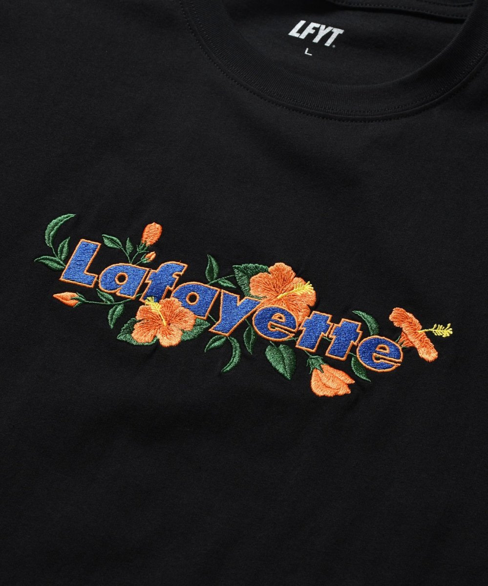 画像5: LFYT × Shellter フラワーロゴ刺繍Tシャツ ブラック / Lafayette Flower 2Tone Logo Tee【シェルター沖縄限定】 (5)