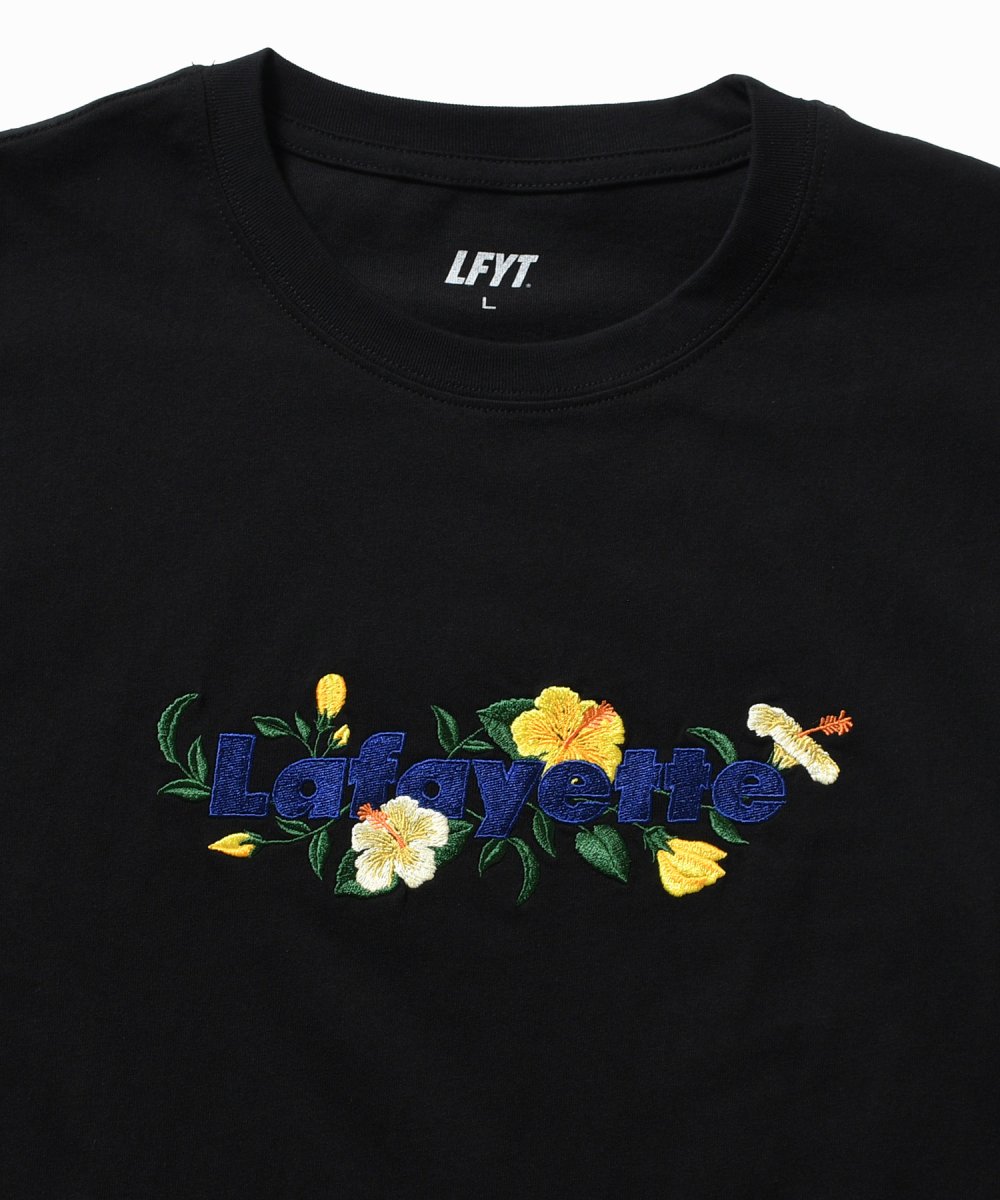 画像5: LFYT × Shellter フラワーロゴ刺繍Tシャツ ブラック  / Lafayette Flower Logo Tee【シェルター沖縄限定】 (5)