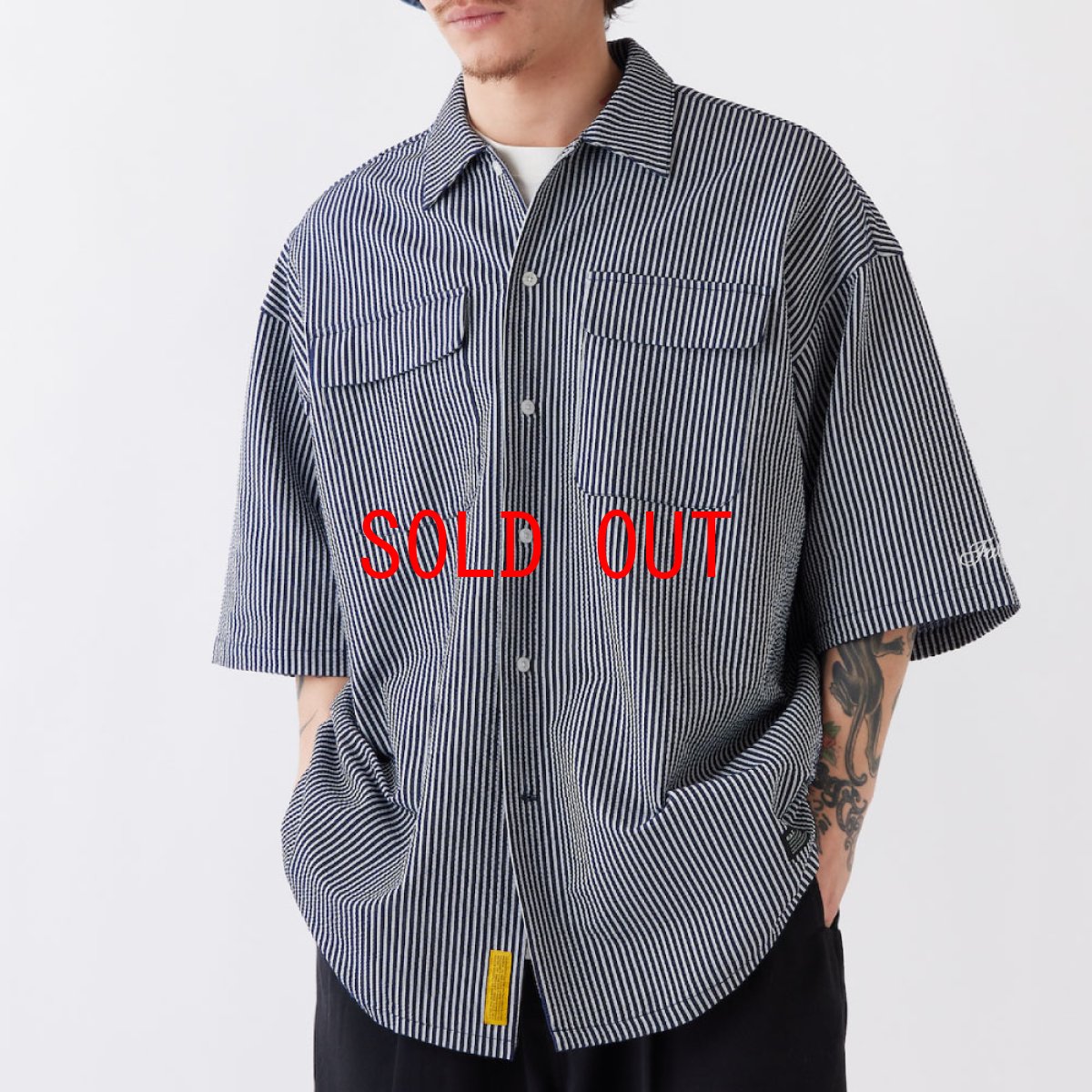 画像1: GIGARSEY S/S Stripe Shirts NVYサッカー ストライプ ジャージ 半袖 シャツ (1)
