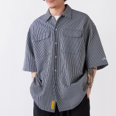 画像1: GIGARSEY S/S Stripe Shirts NVYサッカー ストライプ ジャージ 半袖 シャツ (1)