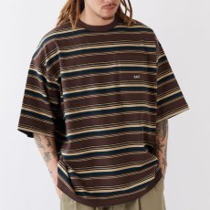 画像1: GRANDER Stripe S/S Border Tee BRN 半袖 ヘビーオンス ボーダー Tシャツ (1)