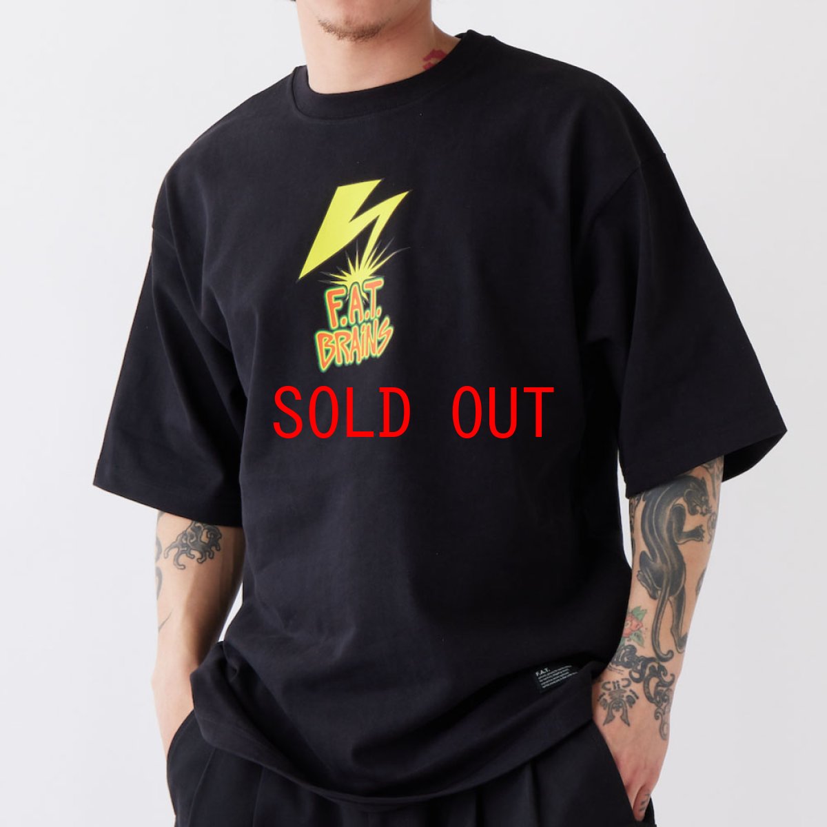 画像1: FATBRAIN S/S Tee BLK 半袖 ヘビーオンス Tシャツ (1)