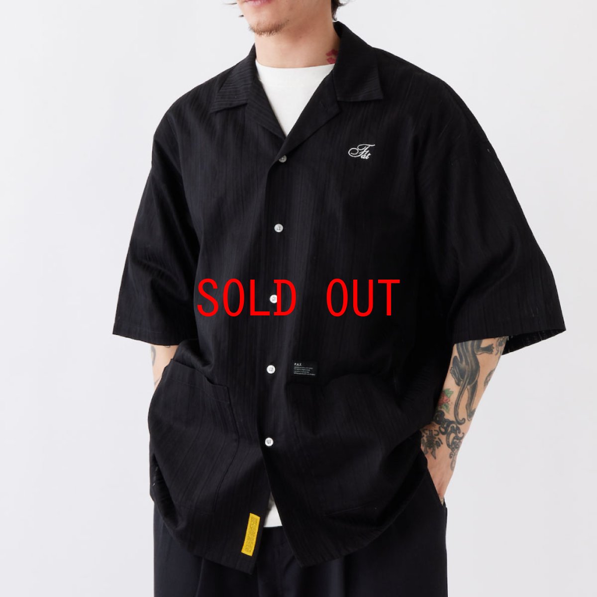 画像1: GIGALENO S/S Shirts BLK 半袖 コットン レノクロス シャツ (1)