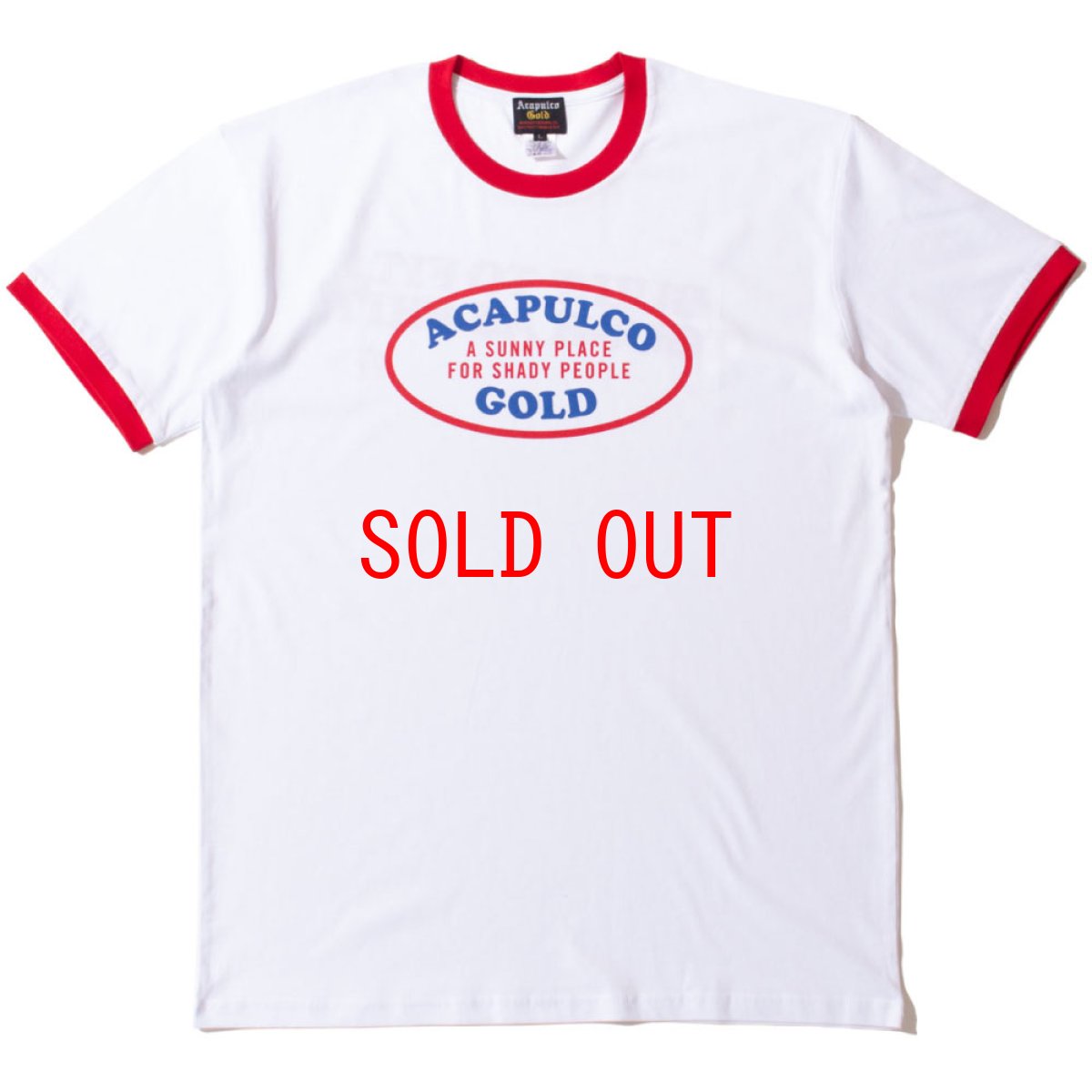 画像2: 【Acapulco Gold 沖縄 Tシャツ セレクトショップ】Oval Logo Ringer S/S Tee White/Red リンガー 半袖 シャツ メンズ (2)