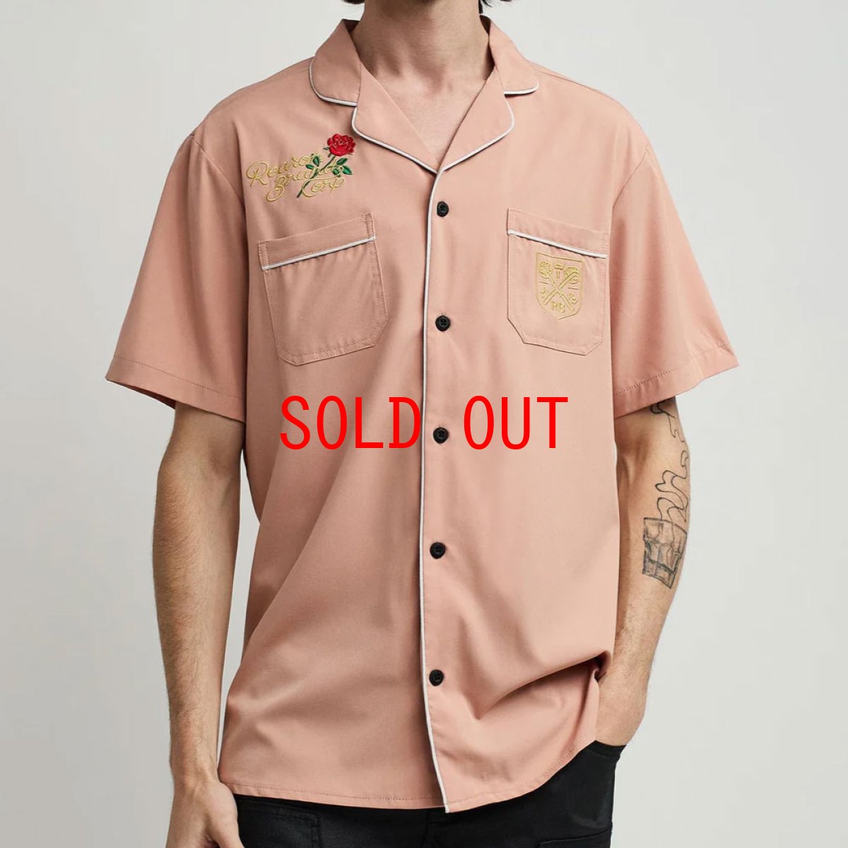 画像1: 【Reason 沖縄 シャツ メンズセレクトショップ】Clubmaster S/S Sleeping Shirt ピンク 半袖 (1)
