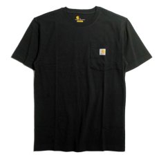 画像2: US Pocket S/S One Point Loose Fit Heavyweight Tee Black ポケット ワンポイント ロゴ 無地 半袖 Tシャツ K87 (2)