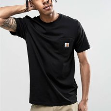 画像1: US Pocket S/S One Point Loose Fit Heavyweight Tee Black ポケット ワンポイント ロゴ 無地 半袖 Tシャツ K87 (1)