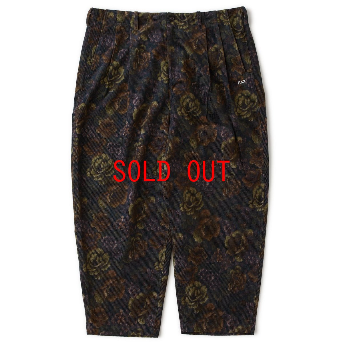 画像2: MEGABLOSSOM Corduroy Pants GRN ボタニカルプリント コーデュロイ パンツ (2)