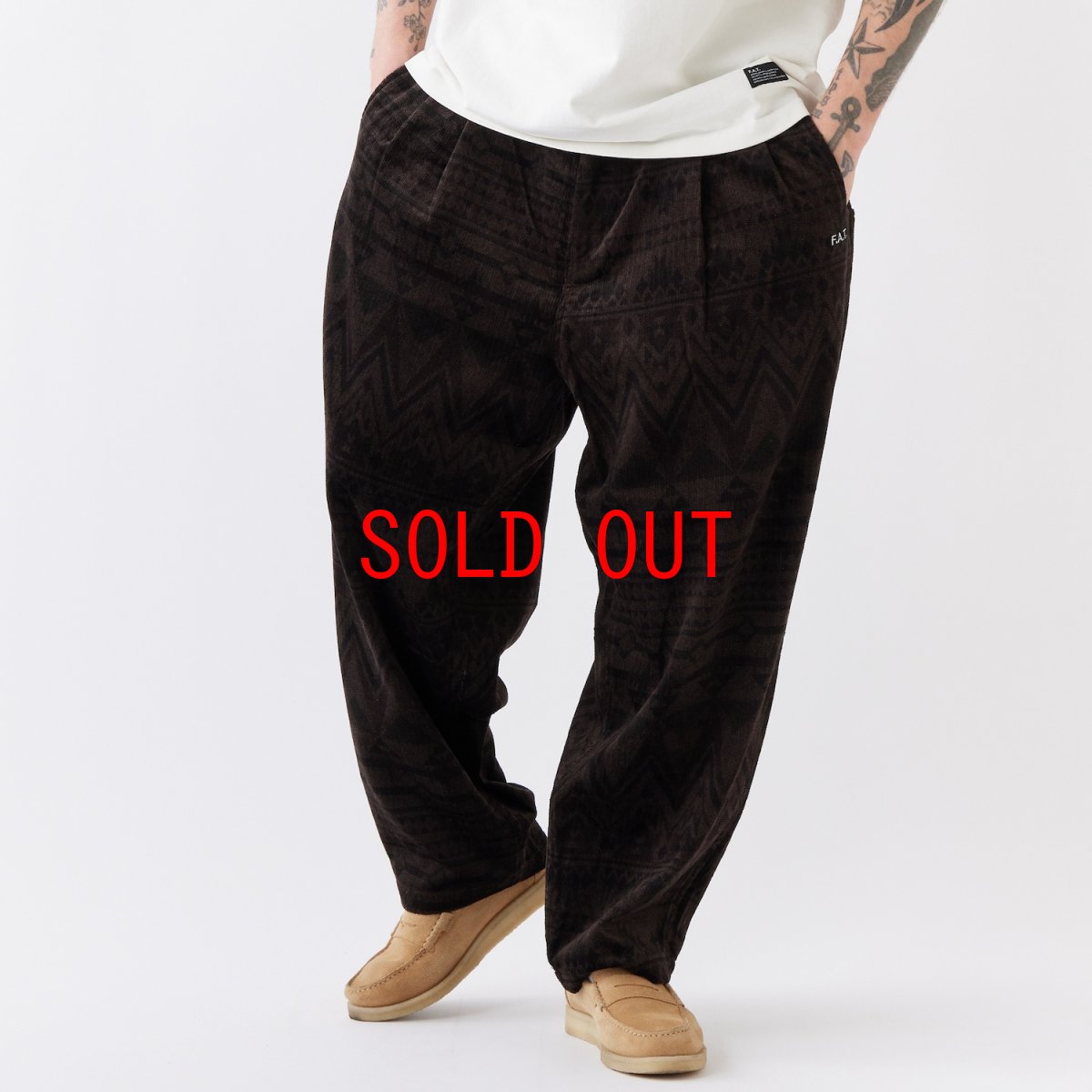 画像1: MEGANATIVE Corduroy Pants BRN ネイティブプリント コーデュロイ パンツ (1)