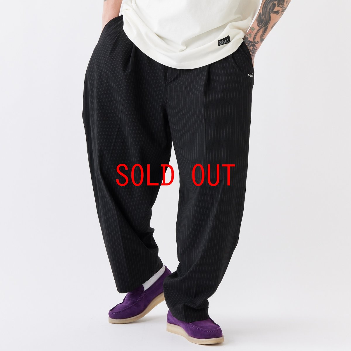 画像1: STROROUSER Pin Stripe Trouser Pants タック ワイド ストライプ トラウザー パンツ (1)