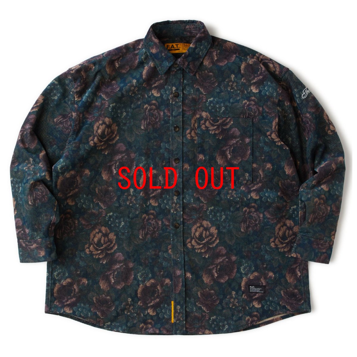 画像2: GIGABLOSSOM Corduroy Shirts NVY ボタニカルプリント コーデュロイ シャツ (2)