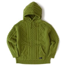 画像2: OVERAN Fisherman Knit Hoodie GRN 3ゲージ フィッシャーマン ニット フーディー (2)
