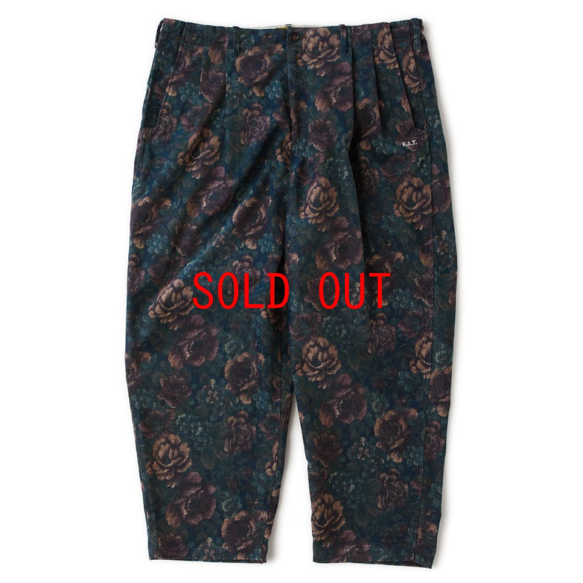 画像2: MEGABLOSSOM Corduroy Pants NVY ボタニカルプリント コーデュロイ パンツ (2)