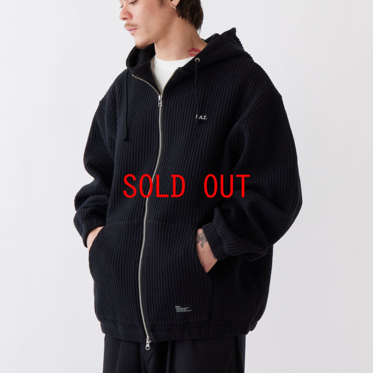 画像1: QUILZIP Quilting Zip Sweat Hoodie BLK ZIP パーカー キルティング フーディー (1)