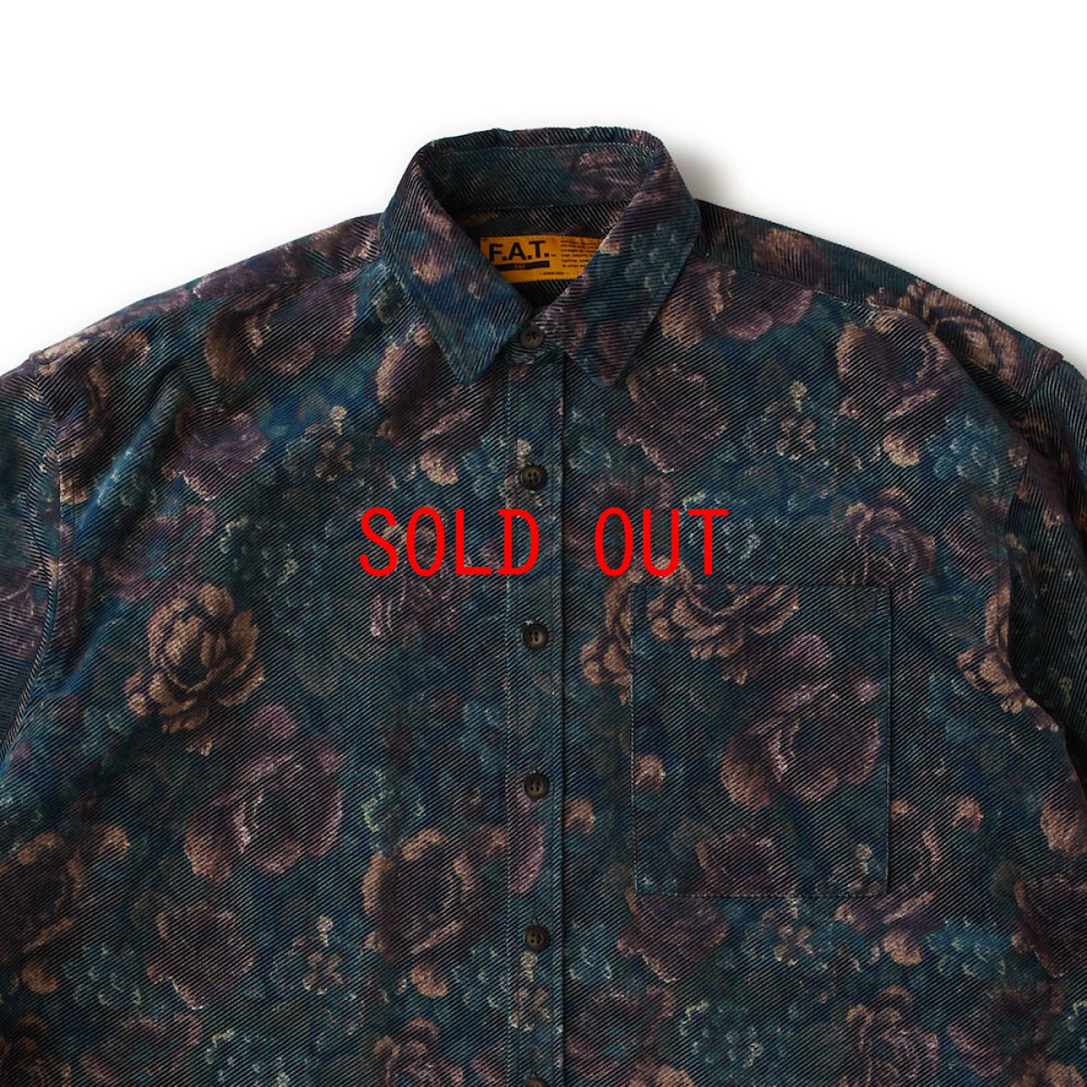 画像9: GIGABLOSSOM Corduroy Shirts NVY ボタニカルプリント コーデュロイ シャツ (9)