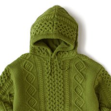 画像3: OVERAN Fisherman Knit Hoodie GRN 3ゲージ フィッシャーマン ニット フーディー (3)