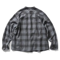 画像3: Nep Twill Check Band Collar Shirt Gray バンドカラー 長袖 チェック シャツ (3)