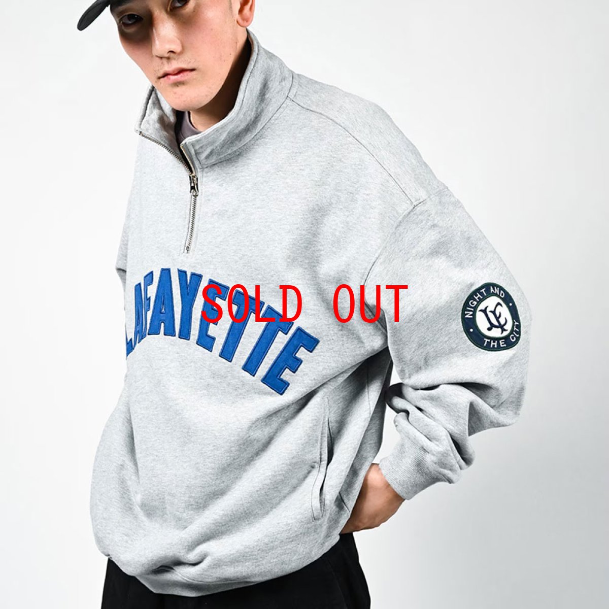 画像1: Arch Logo Halfzip Sweat Shirt Ash Grey ハーフ ジップ スウェット (1)